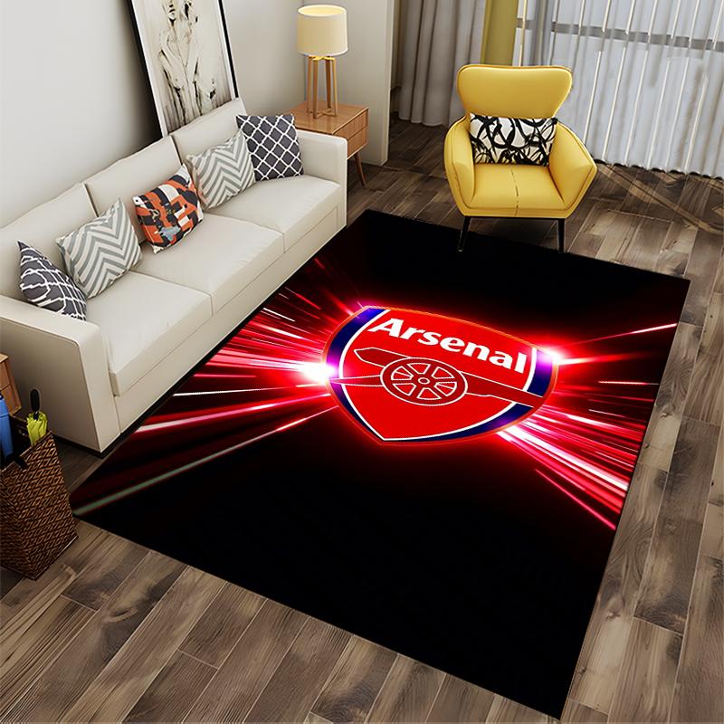 "Tappeto Nero con Logo Arsenal e Design a Raggi Rossi" Adatto per l'uso come antiscivolo per soggiorno, camera da letto, divani