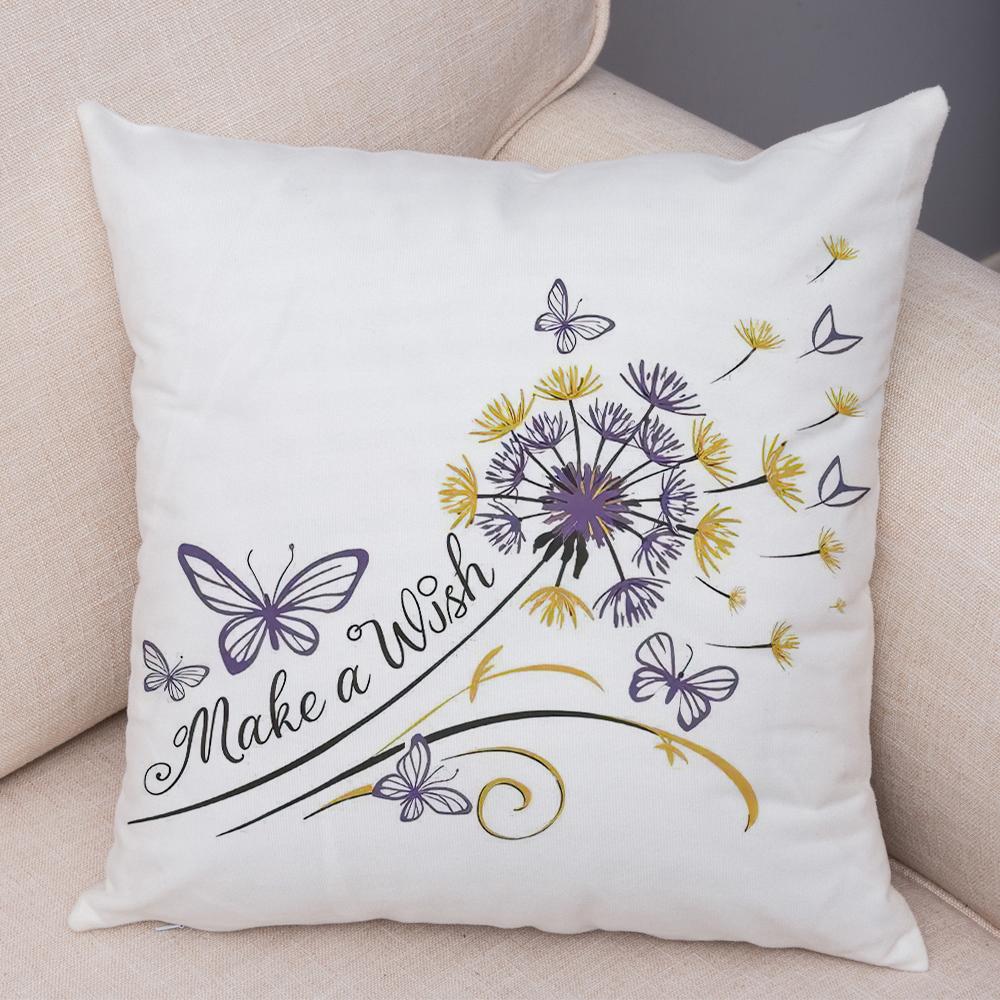 Faith Hope Love Pillowcase Double Print Hummingbird Dandelion Cushion Cover Soft Plush Enjoy Little Things Pillowcase for Sofa