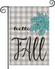 Hello Fall Maple Leaves Garden Ag 12.5x18 Inch Double Sided Vertical Yard Ags Grey Buffalo Plaid Seasonal Autumn Leaf Ru WZZ