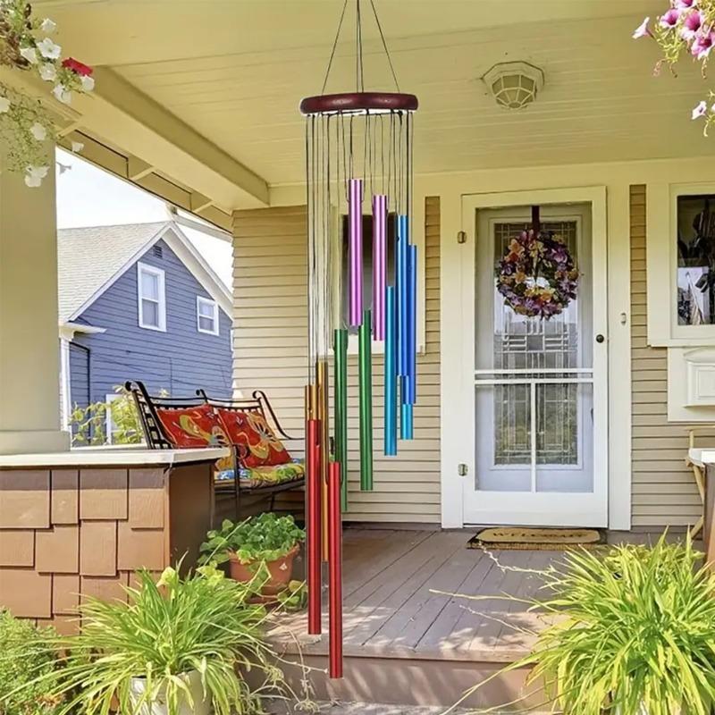 

Колокольчики для улицы, 55 см, металлические, для улицы, с 12 красочными трубками из алюминиевого сплава, глубокий тон, успокаивающий звук, патио, крыльцо, украшение для заднего двора разноцветный