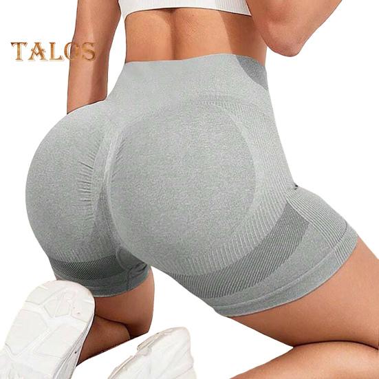 

Шорты для йоги Slim Fit, высокая эластичность, утягивающий живот, бесшовные, быстросохнущие, не пропускающие воздух, приподнятые ягодицы, мягкие, с высокой талией, спортивные шорты для бега M серый