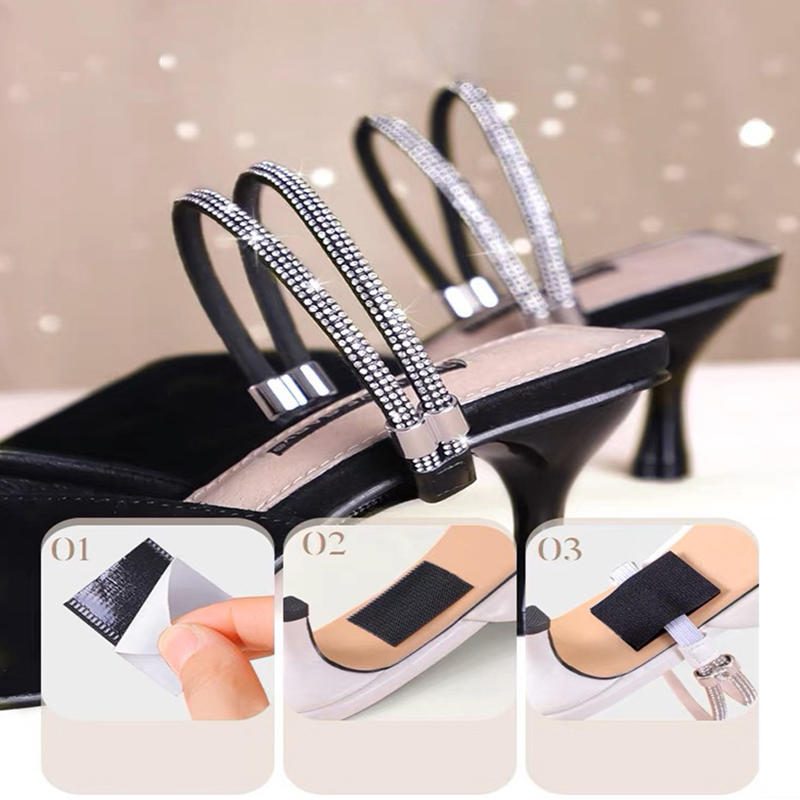 2 st Anti-slip Hälremmar Osynliga Skosnören utan Knytning för Högklackade Skor och Sandaler Justerbar Säker Passform Förhindrar att Skor Glider