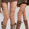 Women Sexy Irregular Striped Tights Semi-Sheer Footed High Stockings Pantyhose Y2K Girls High Waist Body Pantyhose Black Brown