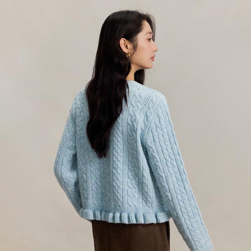 INMAN Women's Gentle Floral Cable Knit Pullover Sweater