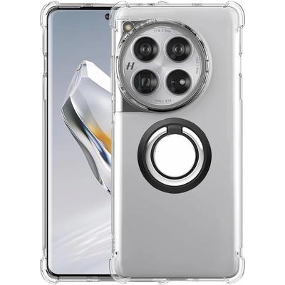 For Oneplus 12 12R Shockproof Soft Airbag Clear Silicone Back Cover for One Plus 12R 1+12 ACE 3 5G Transparent Metal Ring Holder Stand Phone Case