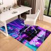 1PC Custom Name Neon City Theme Floor Mat Ideal for Living Room, Game Rooms, Office, Bedroom,Floor Mat Playful Design