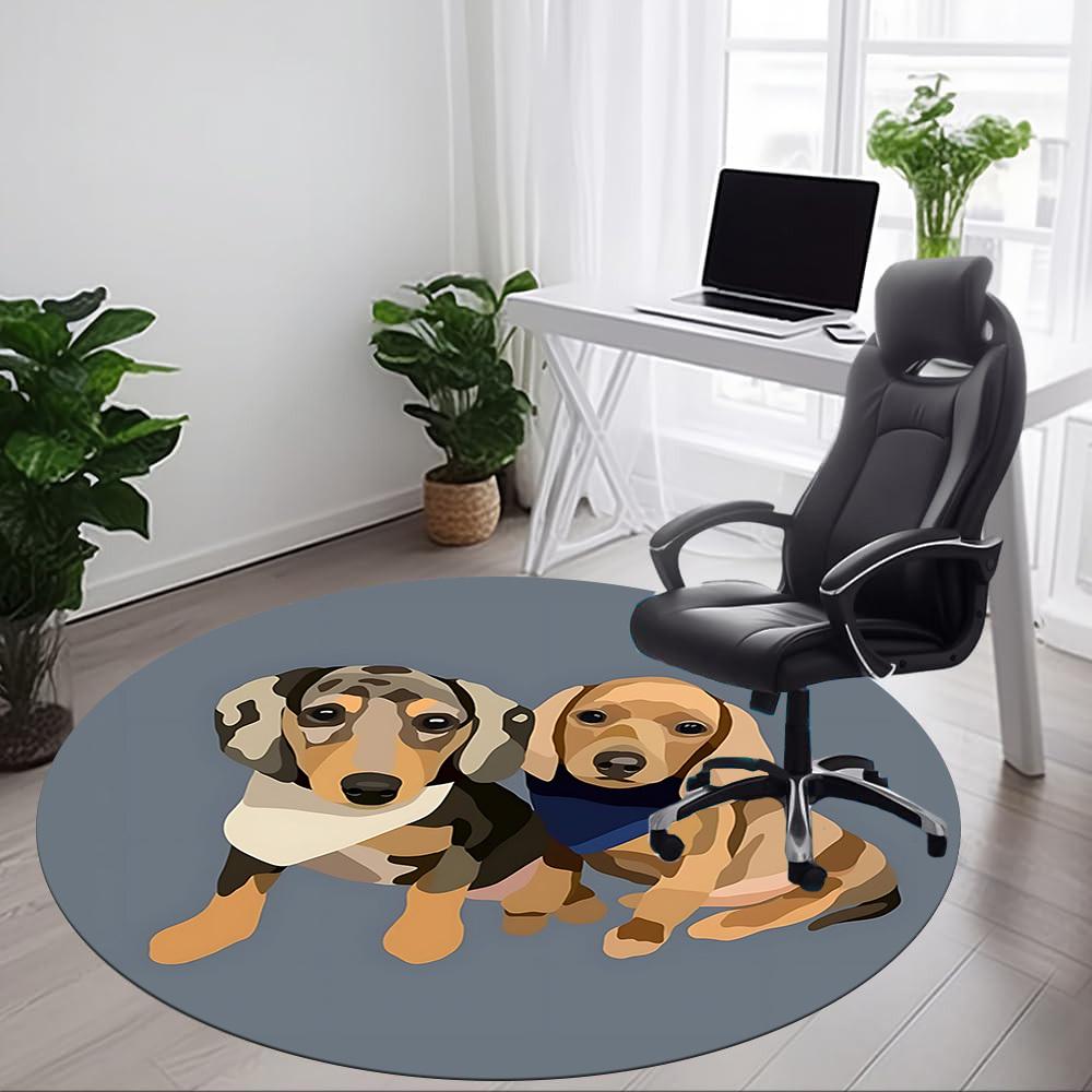 1pc Dogs Office Round Rug, Non-slip, Soft and Durable Office Rug for Interior Decoration, Perfect for Office, Beautiful Decoration yy260323010