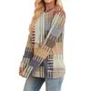 Fashionable Women's Long Sleeved Checkered Striped Printed Lightweight Sweater With Loose Round Neck Top