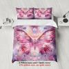 Butterfly Print Bedding Set Pink Purple Crystal Butterfly Design Bedding Set With Duvet Cover & Pillowcases For Bedroom Decor