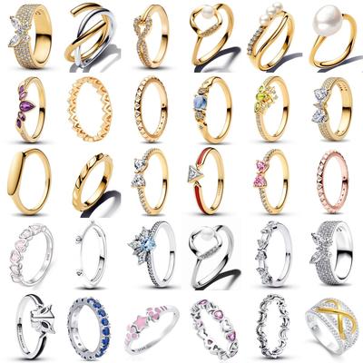 Bague Mode pour Femme en Argent S925 Plaqué Or 18 Carats Incrustée de Zircon et de Nacre Papillon, Parfaite pour Accompagner une Robe de Soirée