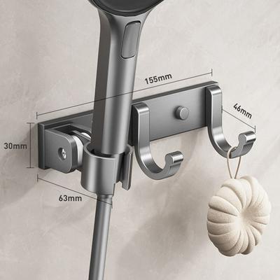Adjustable Shower Head Holder Self-Adhesive with Hook Showerhead Bracket Wall Mounted Handheld Sprayer Support