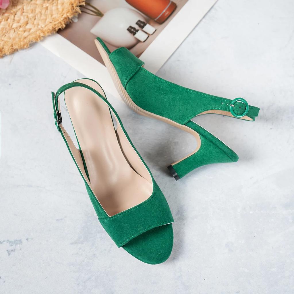 Mote Damesandaler Middels Høye Hæler Utendørs Elegante Bryllupssko Brude Pluss Størrelse Spennestroppsandaler 2025 Nye Motesandaler