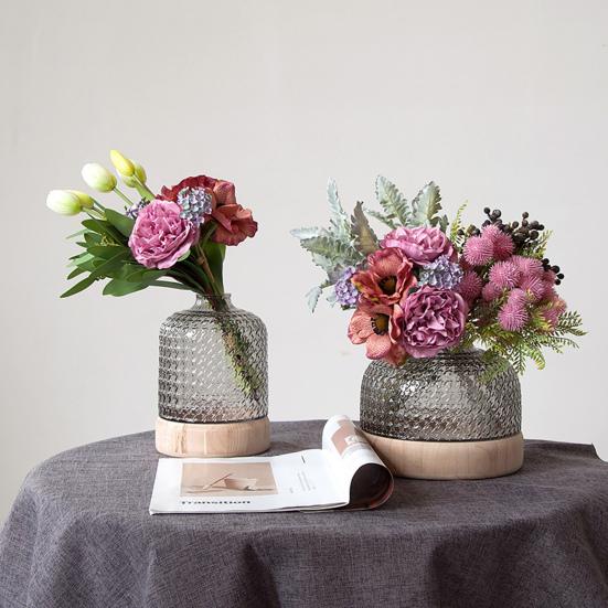 Útil flor de seda sintética, enredaderas transparentes que no se decoloran, ornamentales