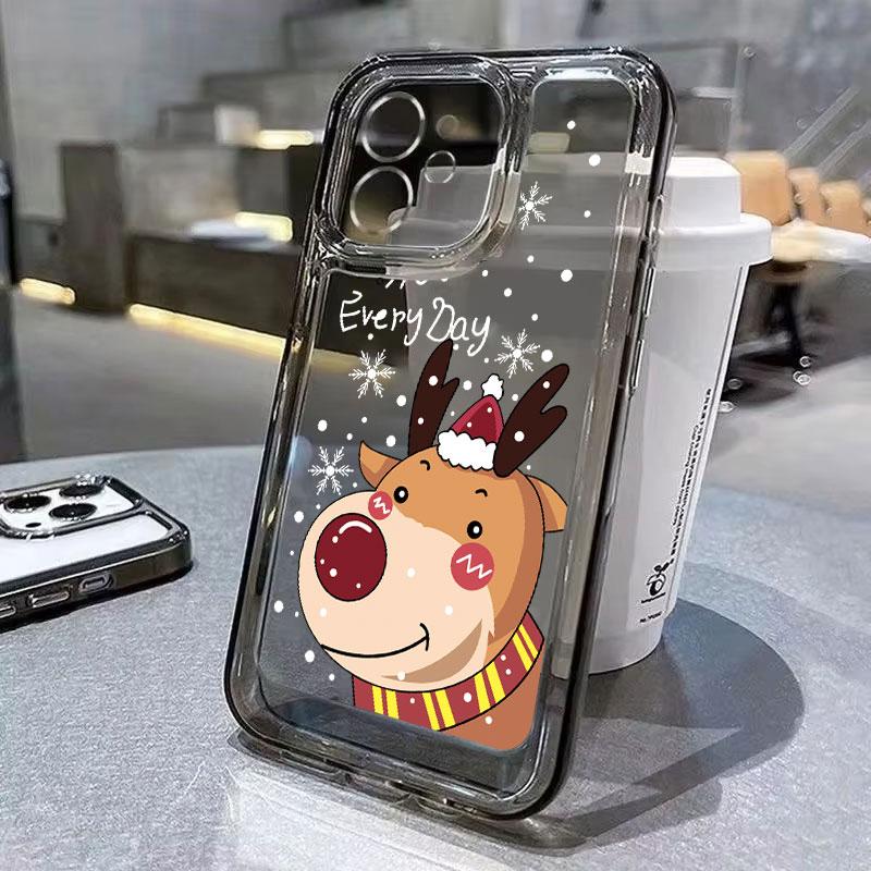 Santa Claus Elk Snowman Christmas Phone Case For iPhone 13 11 12 14 15 16 Pro Max Plus 12 13 Mini XR 8 7 Plus SE 2022 X XS Cover
