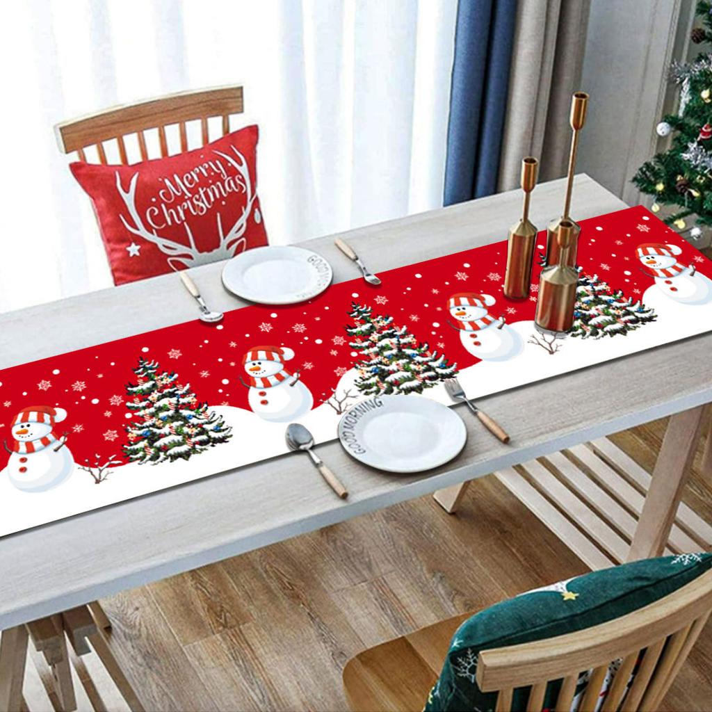 New Christmas table flag decoration, home kitchen imitation linen tablecloth Christmas table flag