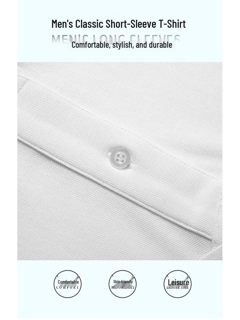 Summer 2026 Men's Short Sleeve Solid Polo Shirt: Simple Business Casual Lapel T-shirt