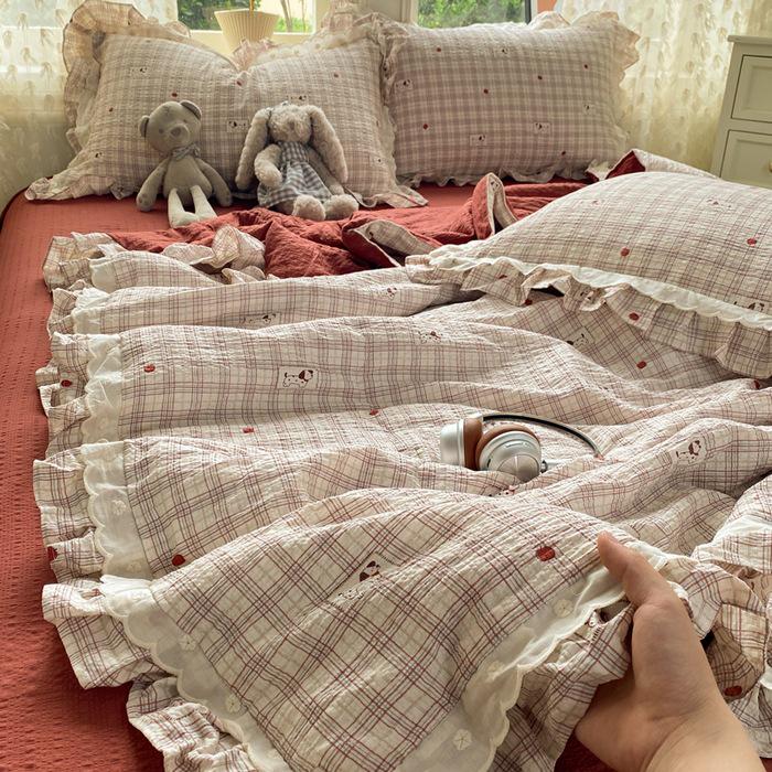 2025 Cloud-Feel Cotton Lace Summer Quilt Set, Machine Washable - Cool & Lightweight for Air Conditioning (Single/Double)