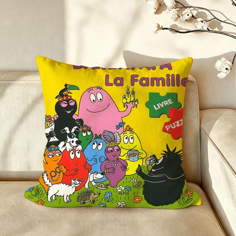 Cartoon BBarbapapa Cushion Cover Pillow Case Antidustmite Pillowcase Silky Short Plush Sofa Cushion Cover hot