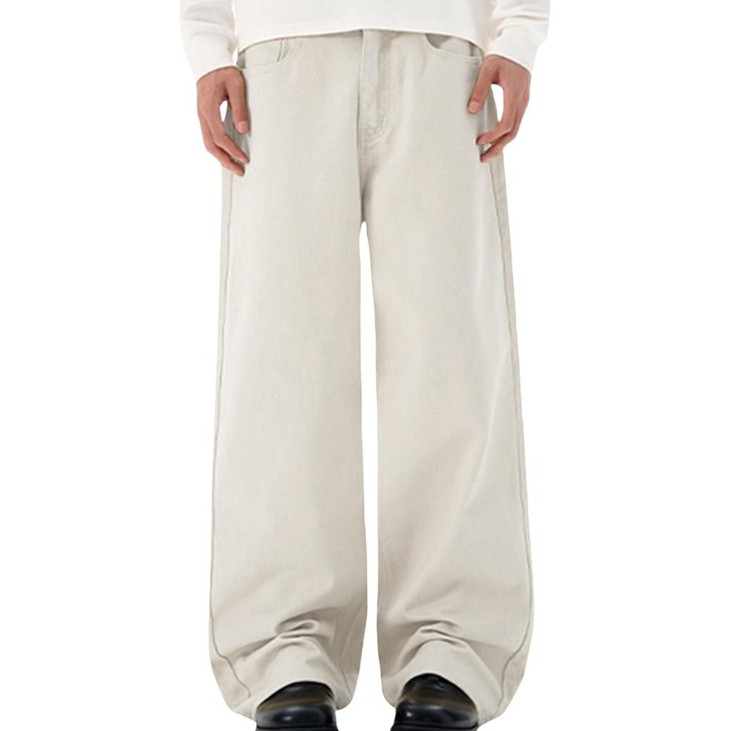 Mens Straight Leg Jeans Baggy Lightweight Wide Leg Denim Pants Casual Fashion Vintage Bell Bottom Jeans Men