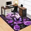 Moonlit Purple Roses and Butterflies RugDreamy Night Scene for BedroomDécor Cozy Area Mat Anti Slip Carpet Can Be Machine Washed