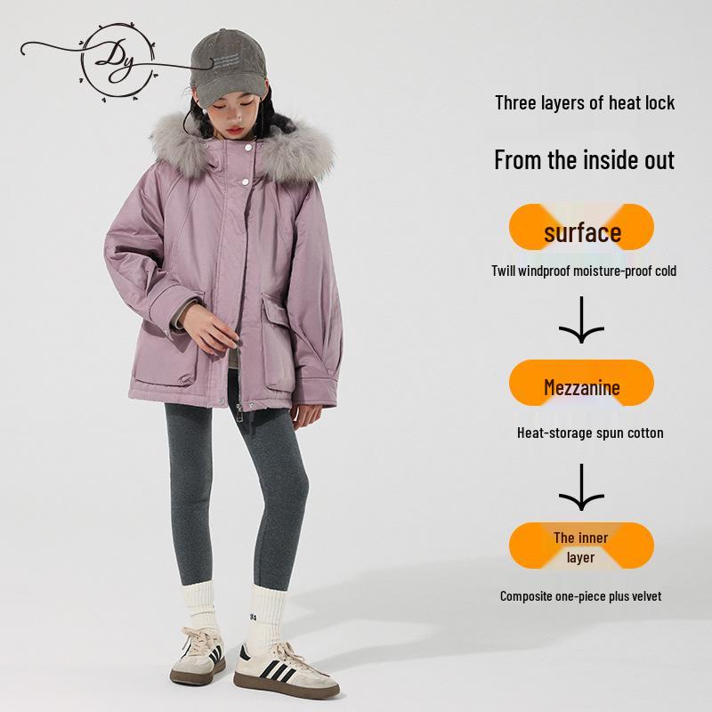 Sangluo Girls' Parka: Stylish & Warm Velvet-Lined Cotton Jacket for Winter 2025