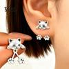 Birthday Presents for Her 1 Pair Cute Cat Paw Earrings Women, Vintage Front Back Stud Earrings, Small Kitten Jewelry Gift Lovers Unique Gifts Moms