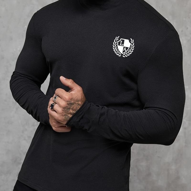 

Men s Long Sleeve T-Shirt, Windproof Cuffs, Solid Turquoise, Cold Weather Commute & Outdoor XXL чёрный