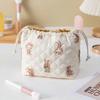 Drawstring Cosmetic Bag With Embossed Print, Large Capacity Drawstring Cosmetic Bag