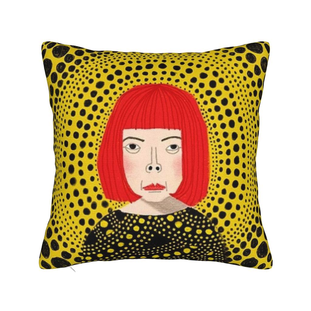 Yayoi Kusama Art Square Pillow Case Polka Aesthetic Cushion Cover Vintage Zippered Decorative Throw Pillow Case Cover for Seat