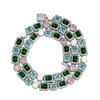 Stylish Colorful Square Rock Sugar Chain 10Mm Full Of Sparkling Zircon Pearl Bracelet Hip Hop Necklace