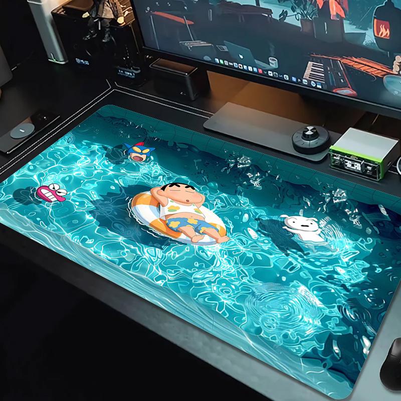 Anime Sinchan Color Mouse Pad Large Gaming Table Cushion Non-slip Laptop Tablet Big Mousepad XXL Mat Mini PC Playmat With Lock edge