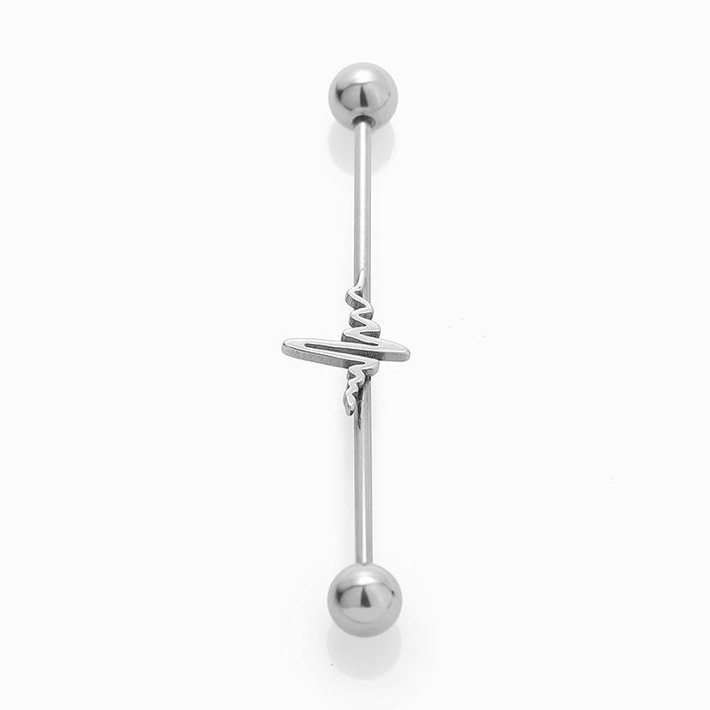 YW New Factory Industrial Cartilage Earring 37MM Ball Industrial Barbell Double Hole Body Piercing Jewelry for Women Man