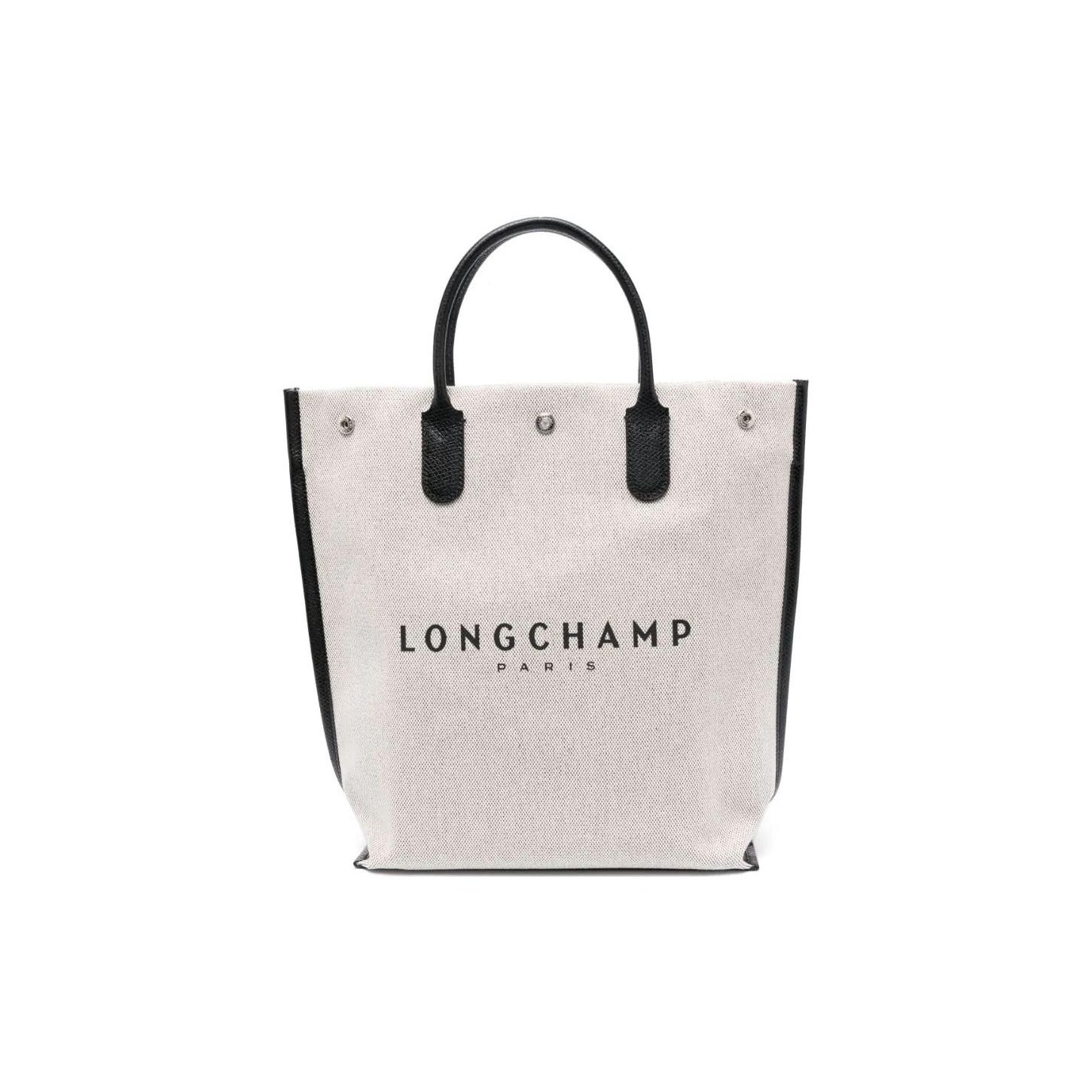 

Longchamp Essential Logo Print Snap Closure Dot Cotton Canvas And Leather Tote Bag Women Tote Bag Beige 10211HSG037 Beige