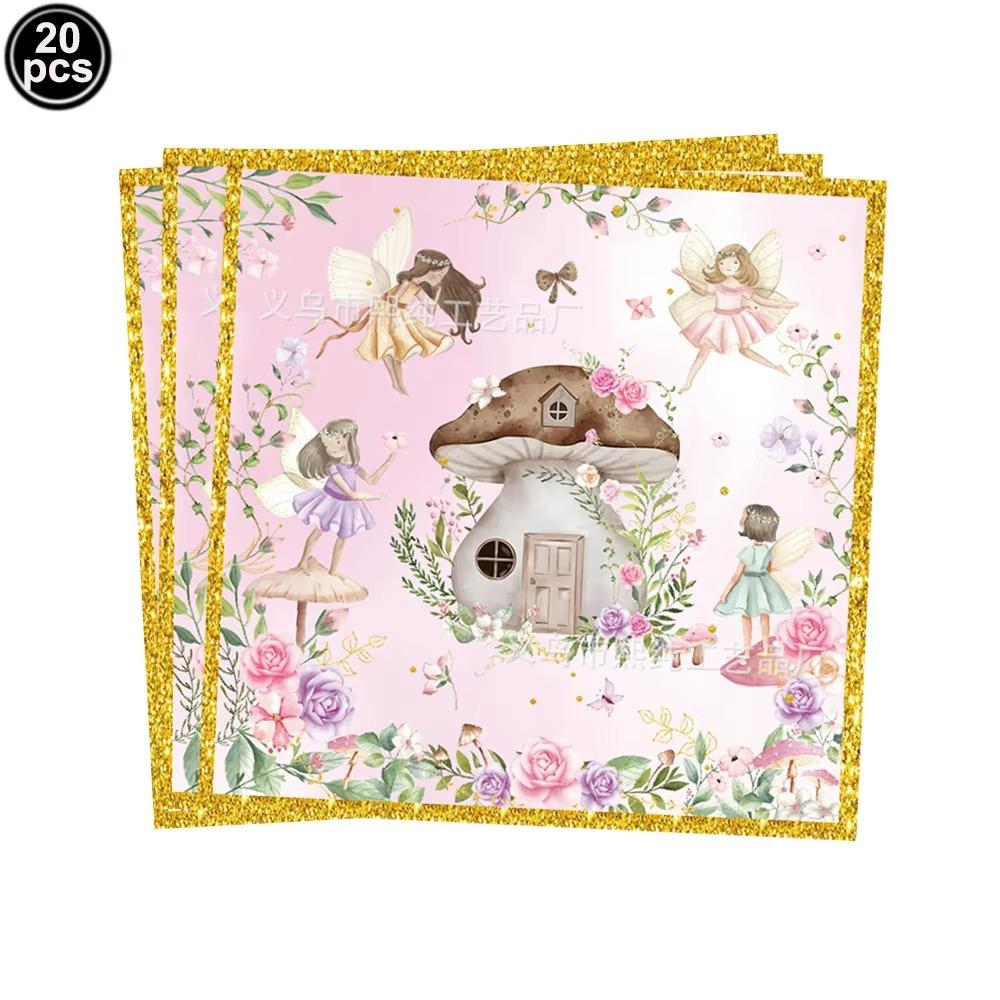 Pink Butterfly Flower Fairy Theme Disposable Tableware Plates Cups Napkins Girls Birthday Party Wedding Baby Shower Decor