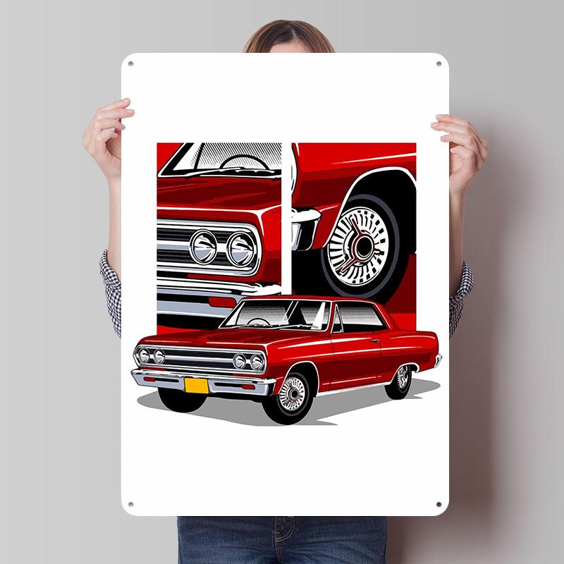 

Red Classic Car Printed Poster Customized Wall Art Retro Vintage Metal Tin Signs for Garage Desk Decor Room Decoration At Home 7.9x11.8In(20x30cm)