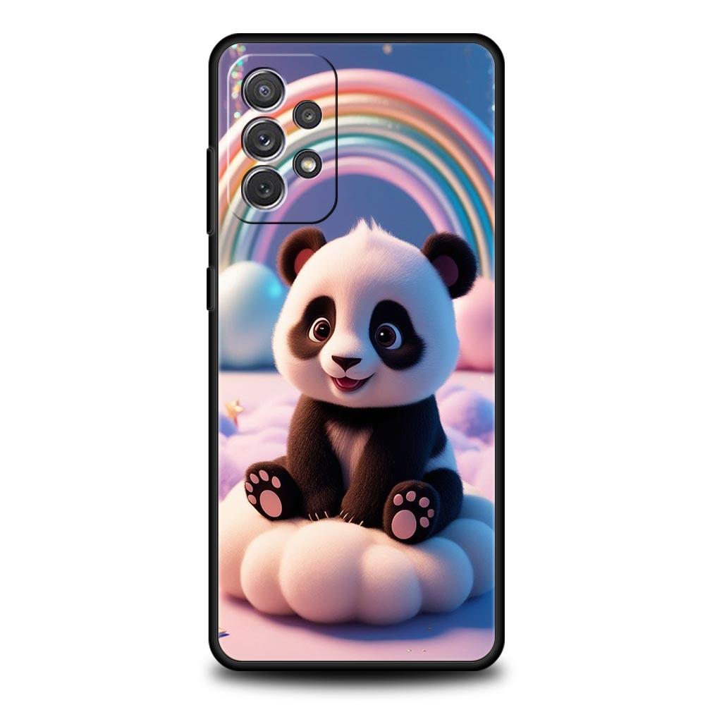 Baby Panda Phone Case for Samsung Galaxy A55 A35 A17 A07 A15 A13 A25 A51 A71 A72 A73 A32 A52 A52S A41 5G Soft TPU Shell Fundas