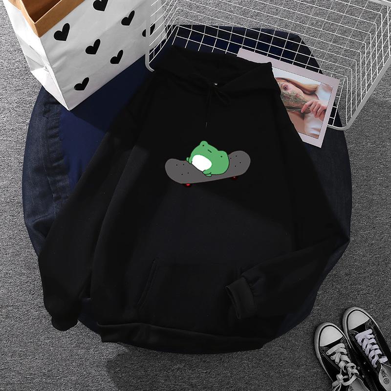 Femei Toamna Iarna Broasca Skateboard-uri Printing All Se potrivesc Oversize Hoodie cu cordon