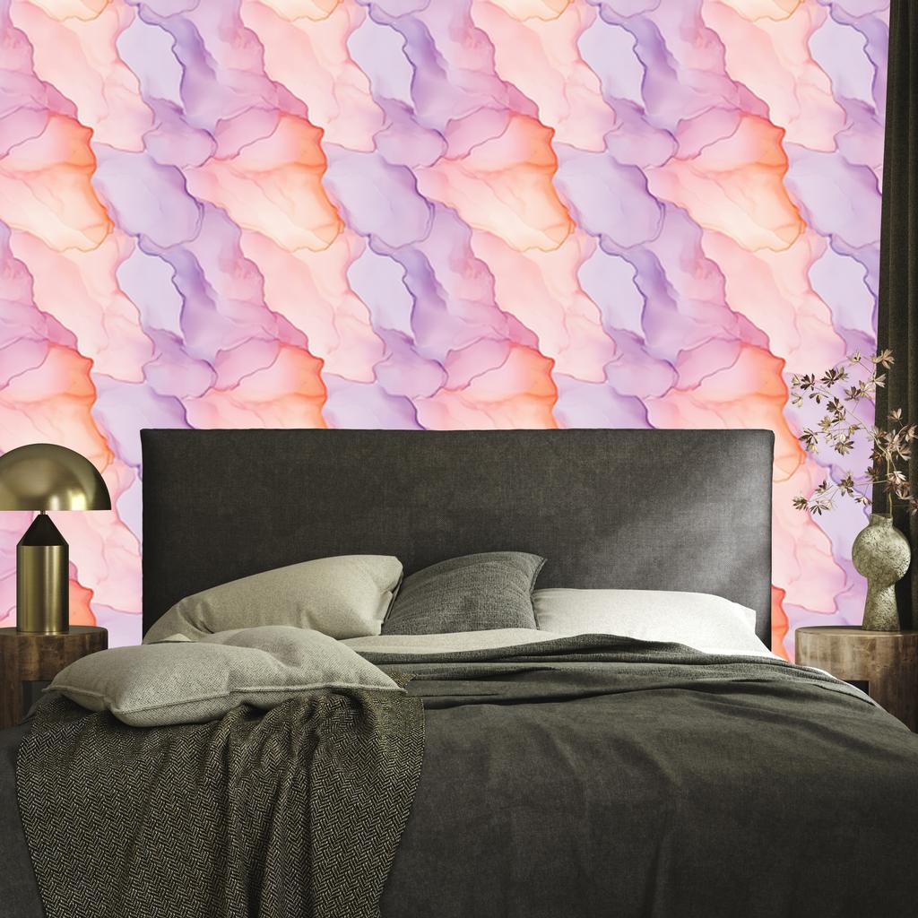 Inkt Koraal, Poederroze en Lavendel Behang voor Woonkamer en Slaapkamer 50x1000