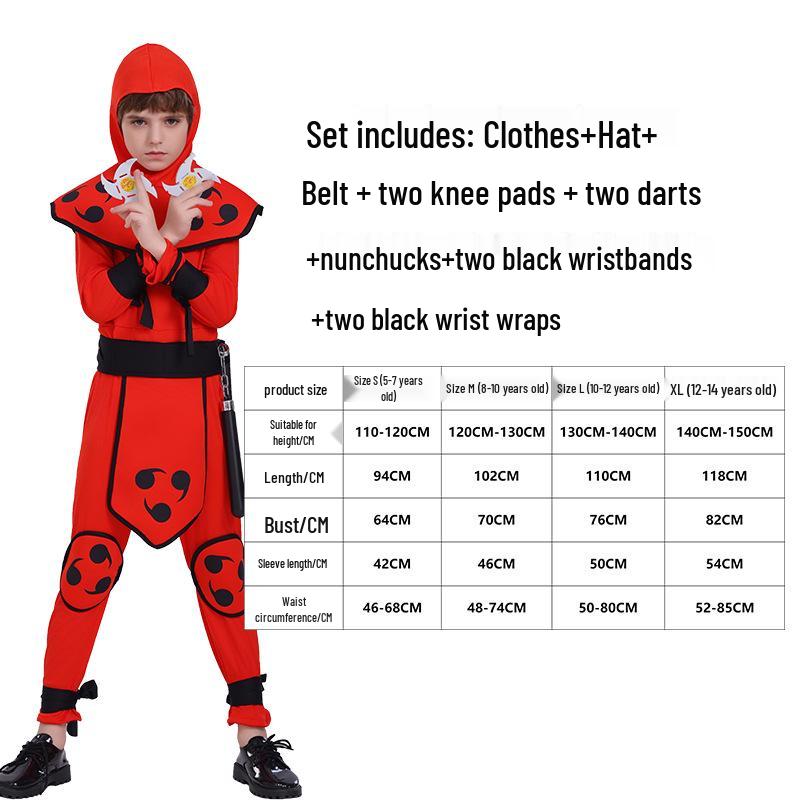 Gyermek Halloweeni Nindzsa Jelmez Cosplay Szett Szerepjátékhoz és Előadáshoz