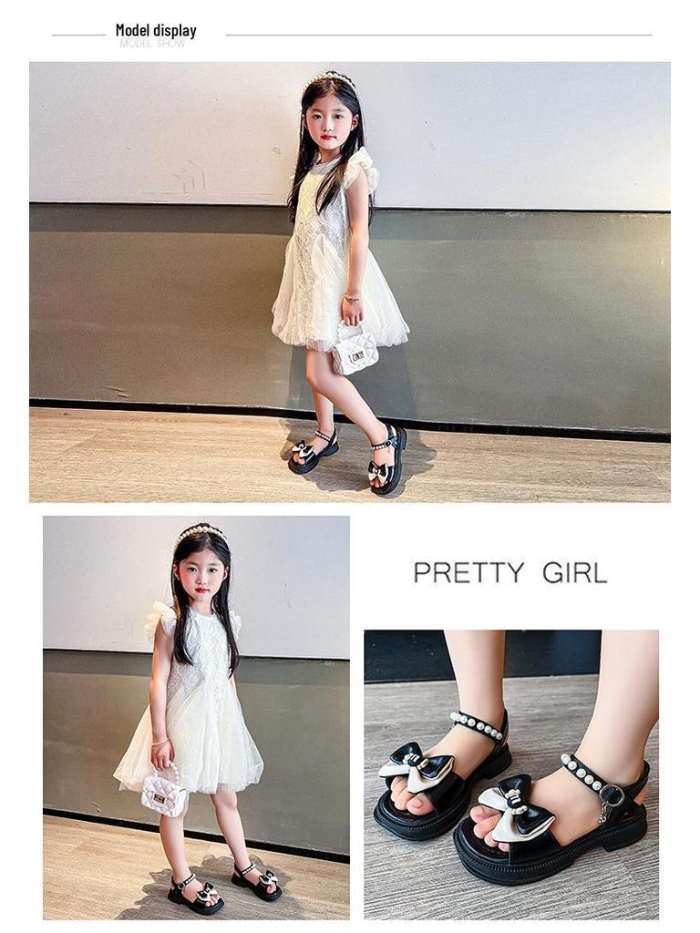Girls' Bow Summer Sandals 2025: Elegant Korean Style Low-Cut Princess Shoes