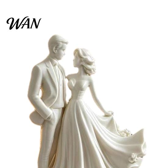 Decorative Sculpture Desktop Ornament 3D Printed Bride Groom Figure Romantic Home Style Figurine Wedding Table Decoration