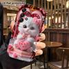 Phone Case: 2D Flat Samsung Galaxy A34 A35 M05 M06 S20 S22 S21 FE Plus 5G Protective Case, Cute Little White Cat, Christmas and Halloween Gift