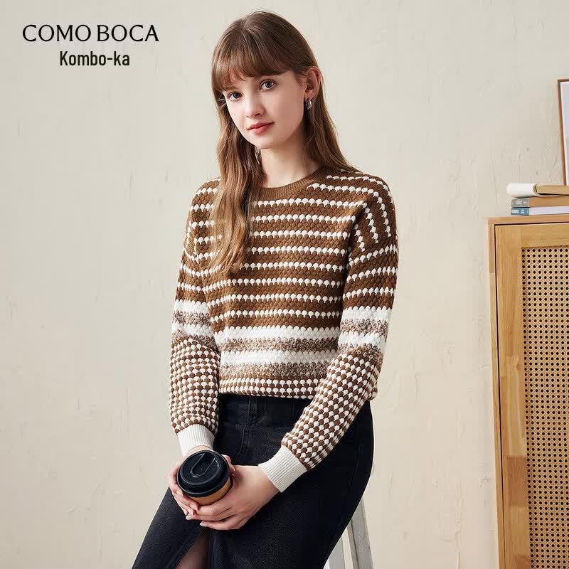 Women's Striped Color-block Wool Sweater