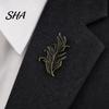 Casual Jacket Accessory Men Suit Lapel Pin, Feather Apricot Leaf Design Brooch Scarf Fixing Pin Zinc Alloy for Shirt Collar Coat Cardigan