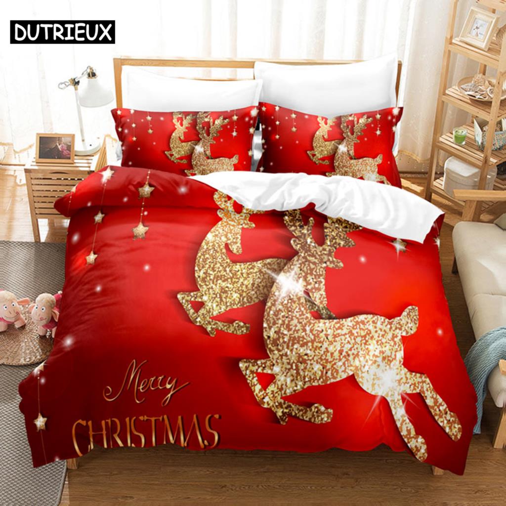 3D Christmas Quilt Cover Bedding Set Duvet Comforter Pillow Case Bed Linens Twin Queen King Double Full Single 3PCS 2PCS Bedroom