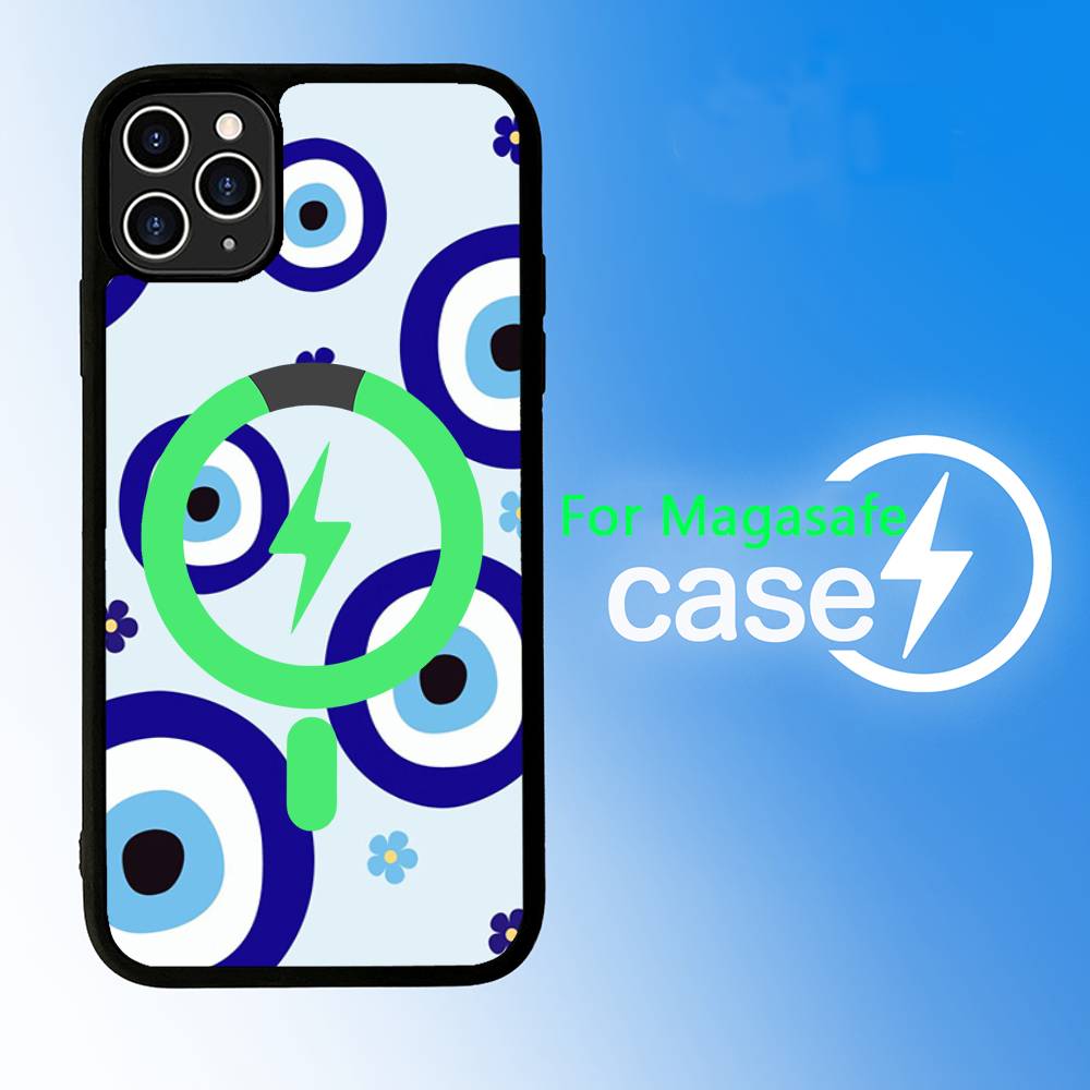 Lucky Eye Blue Evil Eye Phone Case For iPhone 16 15 14 13 12 11 17 Pro Max Plus Magnetic Wireless Cover