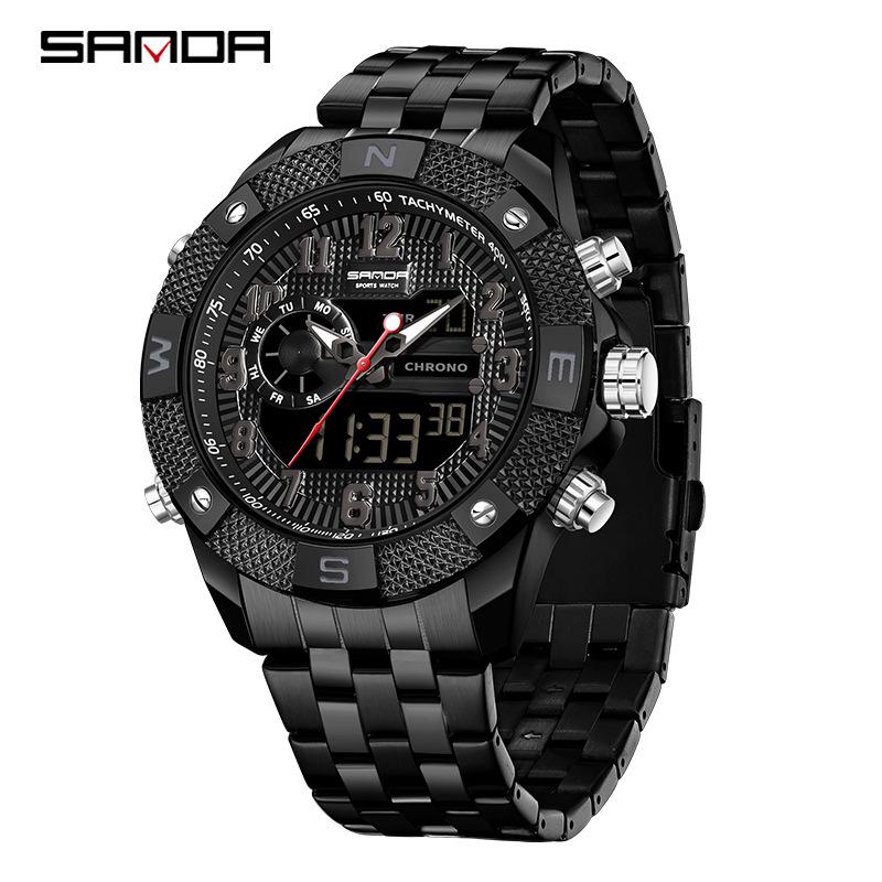 Sanda Steel Belt Luminous Multi-Function Men s Watch for Teens