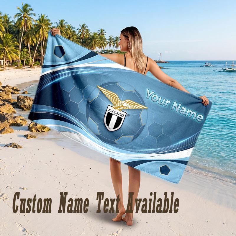 Lazio FC Design Beach Towel Custom Text Large Towel for Beach Vacation