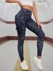 Rose Beauty A Camo Print Flap Pocket Side Running Yoga Stretch Leggings