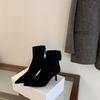 Shaved single boots pointed toe stiletto Martin boots sexy versatile stable rear zipper thin boots temperament commute